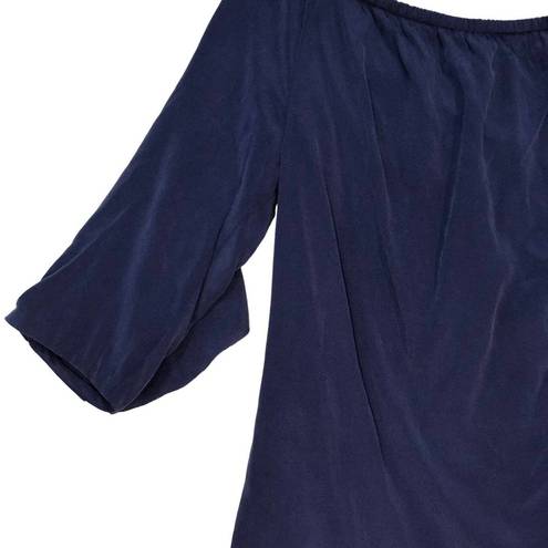 L'Agence  Sz XS Monroe Off Shoulder Silk Blouse Blue Ruffle Pullover 4677CD1 Top