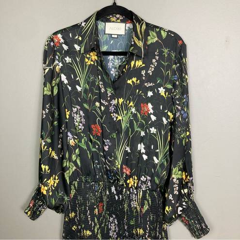 Alexis   Rianna Long Sleeve Floral Dress Black flounce botanical Medium