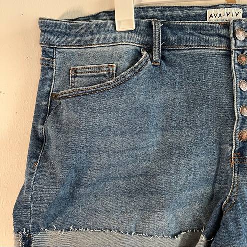 Ava & Viv  Shorts Denim Jean Mid-Rise Midi 4” Rolled Cuff Button Fly Sz 22W NWT