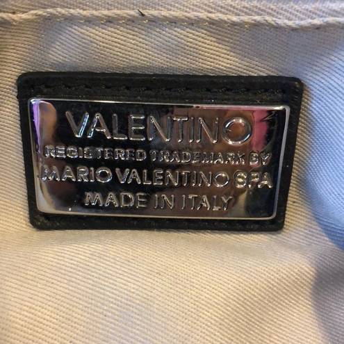 Mario Valentino Valentino by  Black Leather V Bag