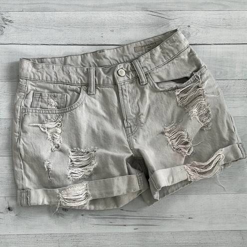 ALLSAINTS  Light Gray Faded Ripped Denim Shorts Size 29