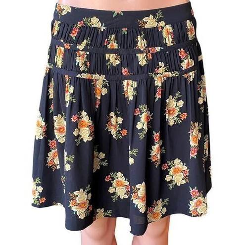 The Loft NWT ~  Black Floral Short Lined Summer Mini Skirt ~ Women's Size 4