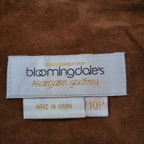 Bloomingdales Margaret Godfrey  Vintage Suede Camel Brown Blazer Size 10 Petite
