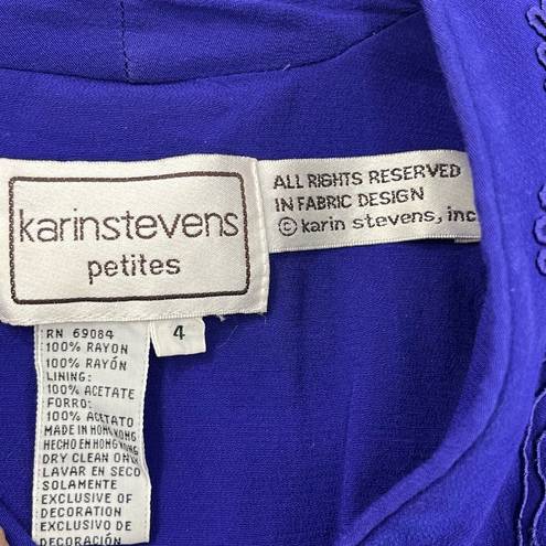 Karin Stevens Vintage  Purple Embroidered Beaded Long Sleeve Button Front Blazer