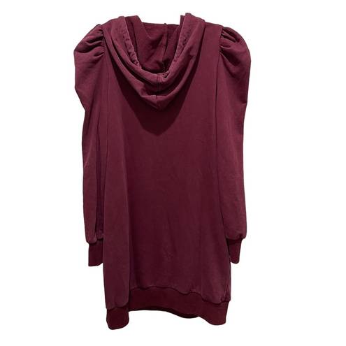 Doe & Rae  Puff Sleeve Sweatshirt Hoodie Dress Size Medium Burgundy Wine