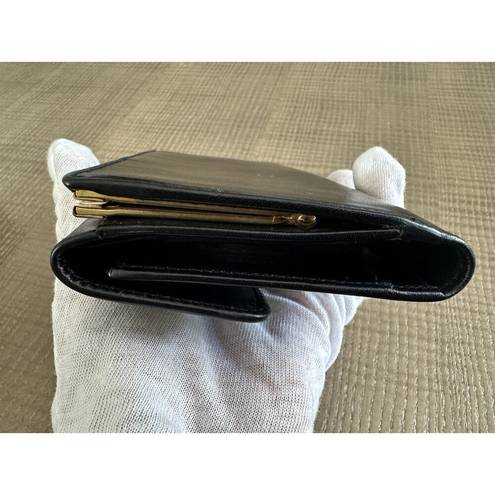 Salvatore Ferragamo Authentic  Black Leather Wallet with Gancini Clasp