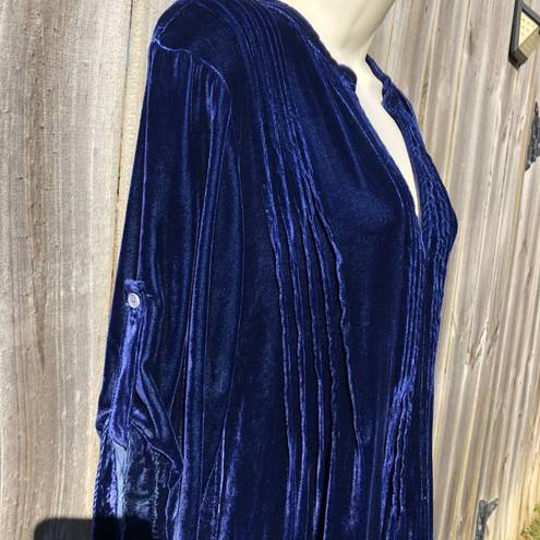 CP Shades  Free People Small Velvet Tunic Dress Silk Top Blue Regina Top S