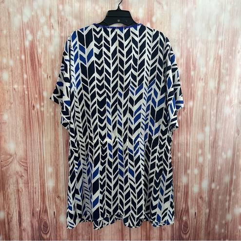 Coldwater Creek  Blue Patterned Beaded Tunic Top