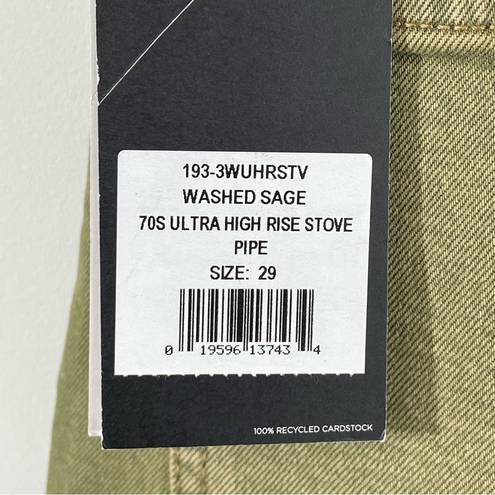 RE/DONE NWT  70s Ultra High Rise Stove Pipe Jeans Washed Sage Green Size 29