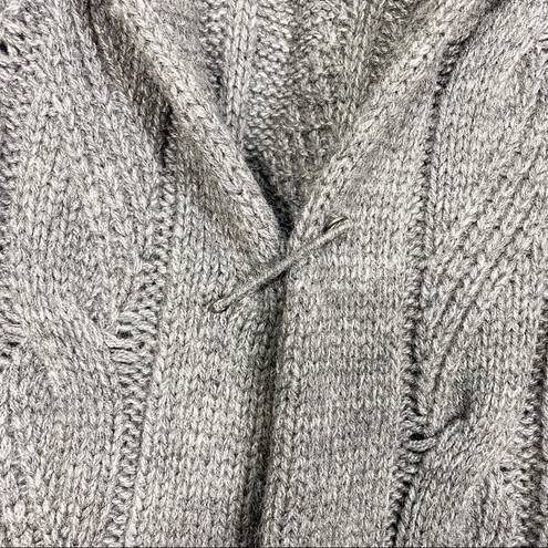 Vince  Stella Alpaca Wool Cable Knit Hooded Duster Cardigan: Heathered Grey