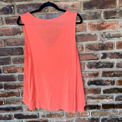 Bobeau  Coral Orange Knit Chiffon V-Neck Tank Top Women's Size Large