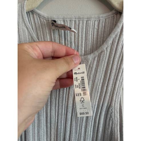 Madewell NWT  The Signature Shimmer Knit Cutaway Sweater Tank Gray Size Small