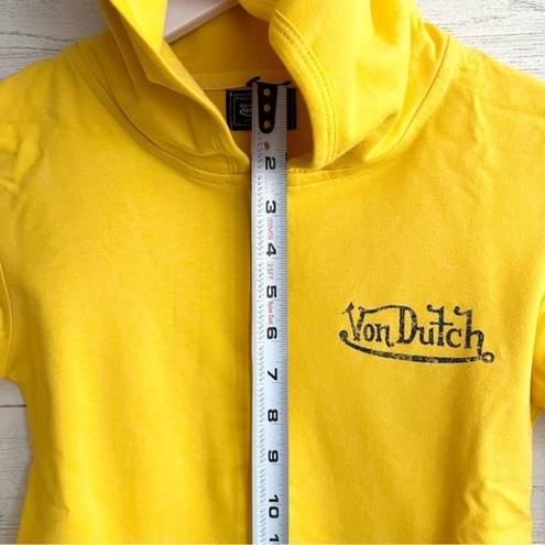 Von Dutch  Zip Up Yellow Hoodie with Purple Logo Signature Size Small