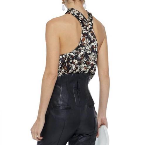 Rebecca Minkoff  Winnie Floral Halter Top Twist Front Flower Tank Top Satin Large