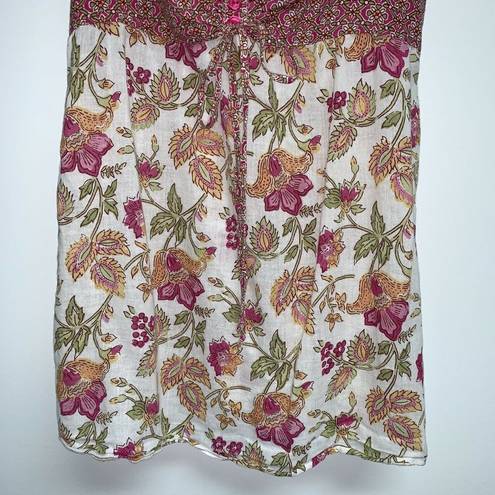 Kirra  Womens Tank Top Size Small Floral Pink Orange Green Cotton