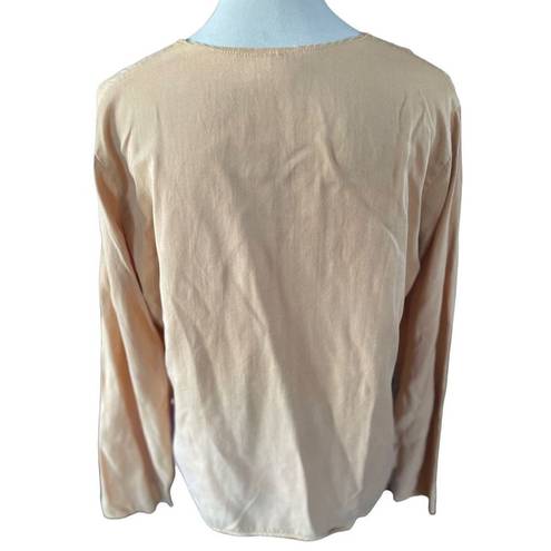 Habitat  Women's Golden Peach Flared V Shape Long Sleeves Scoop Neck Sweater Size