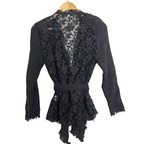 039 NWT Stella + Ginger Lace Boucle Wrap Jacket Black Size Small