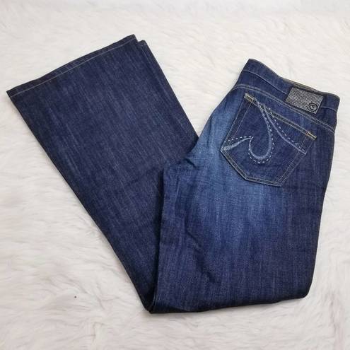 AG Adriano Goldschmied  Jeans Rhinestones The New Legend Flare Leg Blue Denim