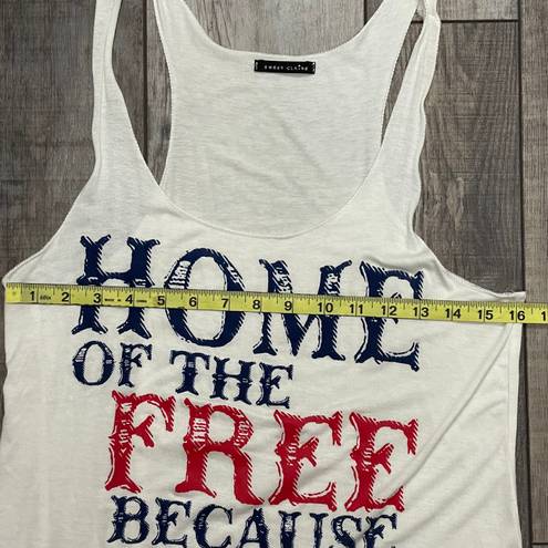 Sweet Claire Red White Blue Home Of The Free Because Of The Brave Tank Top Large