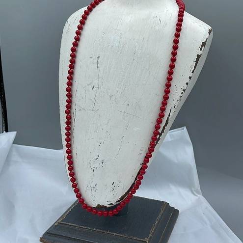 Monet Vintage  red beaded 26” necklace