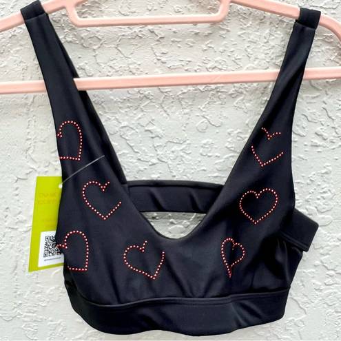 Beach Riot  black red heart set leggings and sports bra small