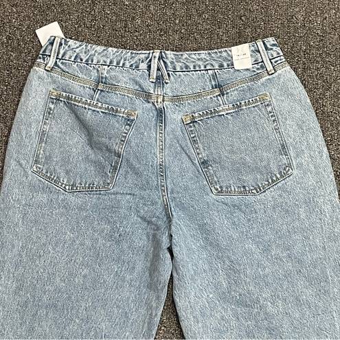 Good American 𝅺 Good 90's Duster Crop Straight Leg Jeans Indigo 101 Size 14/32