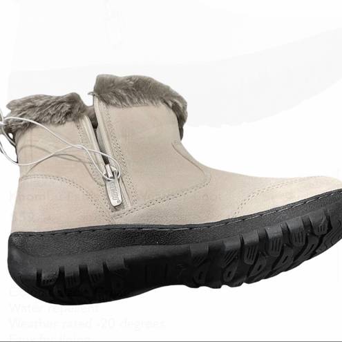 Khombu Ladies' All Weather Water Repellent Cream Fur Lined Booties Size 10 NEW