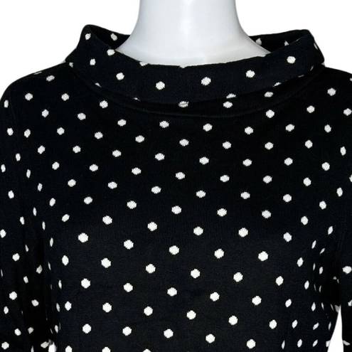 Talbots  Sweater Womens Medium Petite Black White Polka Dot Retro Pin Up Preppy