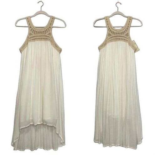 Chelsea and Violet  Crochet Neckline Dress High Low Hem Cream Size Medium Sz M New