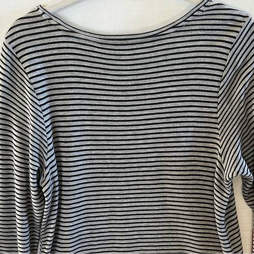 J.Jill A-line scoop neck Striped black grey Casual Long Sleeve Tee Dress Medium