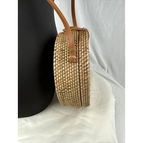 Collection 18 Hand Crafted Round Rattan Bali Bag Purse Crossbody Floral Lining