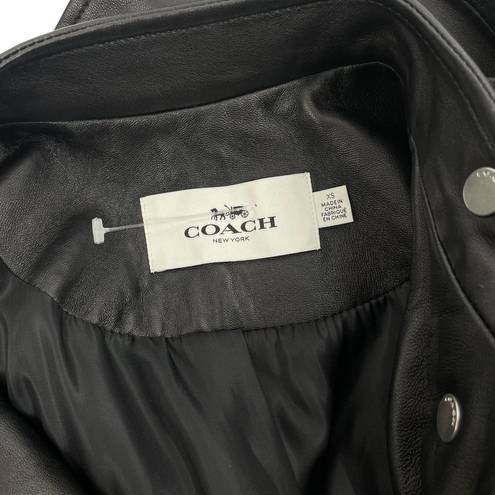 Coach  Uptown Racer Leather Jacket Asymmetrical Zip Black Size XS