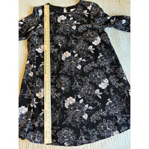 Isabel Maternity Ingrid  Black & White Floral 3/4 Bell Sleeve Dress Size Large