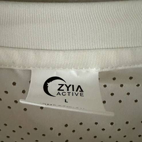 Zyia  Active White Long Sleeve Perforated Shirt