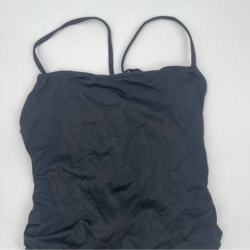 Good American NEW  Swimsuit Medium One Piece Shine Barely There Black Tie NWOT