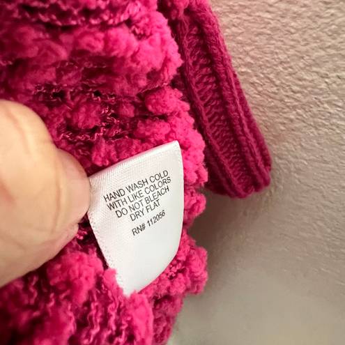 Zenana Outfitters Cardigan LARGE Pink Popcorn Knit Open Front Barbiecore Winter Minimalist