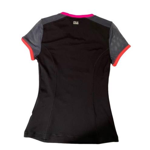 FILA  Sport Women Size XS Live In Motion T-Shirt Short Sleeve Black Sporty 3-739