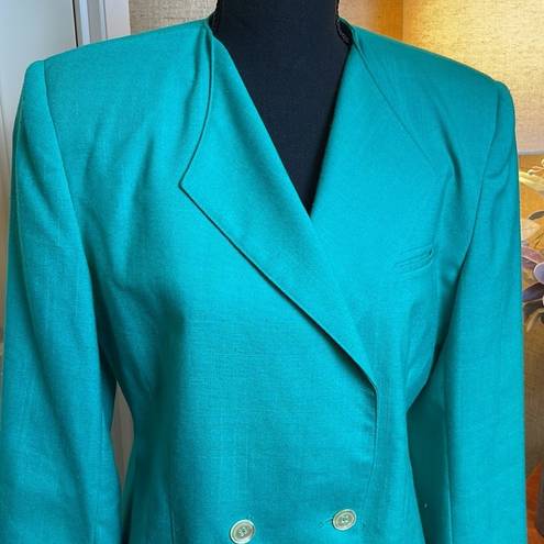 VINTAGE Shamrock Emerald Green Oleg Cassini Blazer Size 10