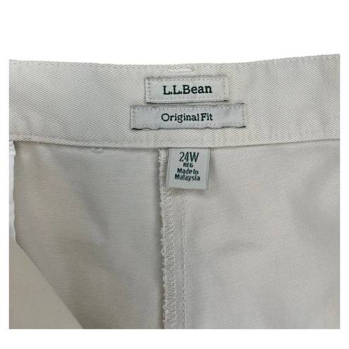 L.L.Bean  Pants Women 24W Original Fit Capri Cropped Cotton Khaki Beige