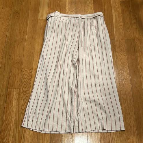 J.Jill  linen stretch Jenna striped belted wide leg crop pants size xlarge .