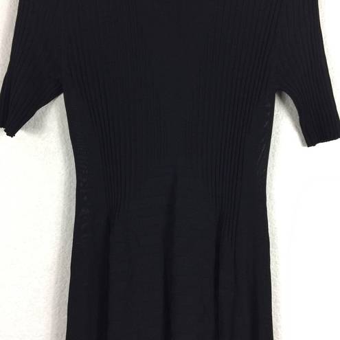 Opening Ceremony  Delta Linear Sweater Dress Large Black Ribbed Asymmetric Knit