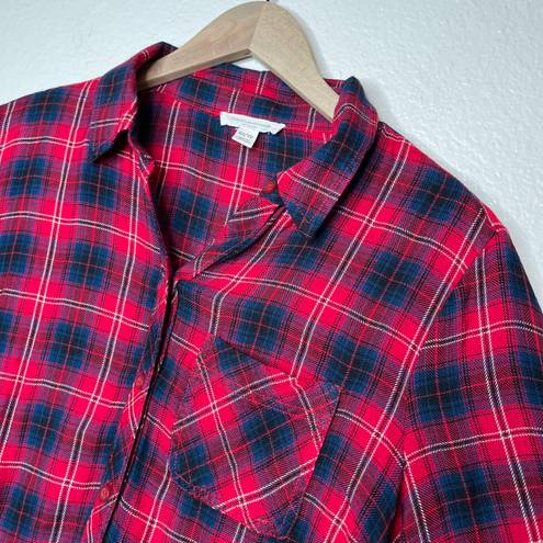 BeachLunchLounge red plaid flannel t-shirt dress size XS