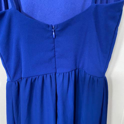 Dee Elle Blue Chiffon Maxi Dress with Front Slit Sheer Women's Small