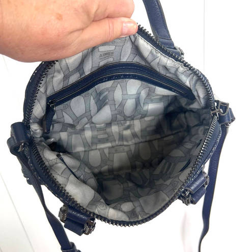 Aimee Kestenberg  Handled Crossbody Bag Navy and Silver Snake Print