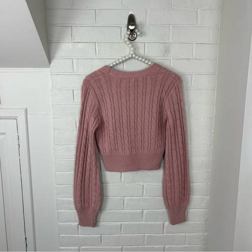 Uk2la  Pink Cable Knit Cropped Cardigan Sweater Size XS