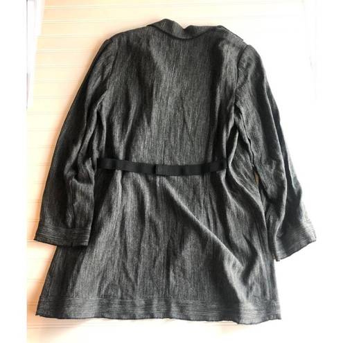 J.Jill  Wool Linen Cardigan Open Front Belt Black Small Workwear Wool Linen