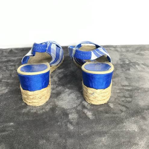 Ralph Lauren Lauren  Womens CAMARA Blue Plaid Wedge Slingback Sandals Size 10 B