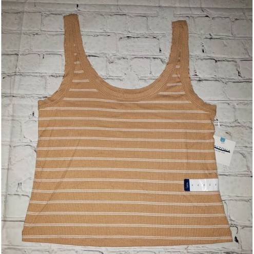 Krass&co NWT Arizona Jean  Jrs Size XL Tan & White Stripe Cropped Tank Top