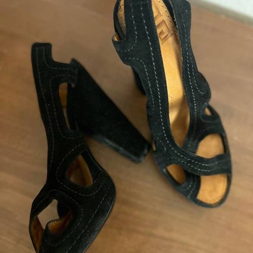 Givenchy Women’s  Black Strappy Suede Open-Toe Heels Size 6