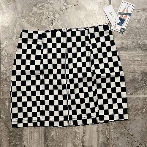 Tinseltown Tinsel Checkered Denim Miniskirt in Black White, Juniors Size M, New w/Tag